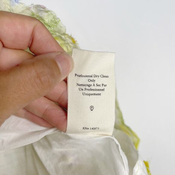 LoveShackFancy Small S Yellow Floral Brynlee Ruffle Tiered Skirt Cotton Silk - Picture 9 of 12